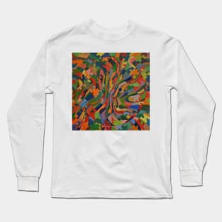 Colourful Abstract Jigsaw Painting Long Sleeve T-Shirt